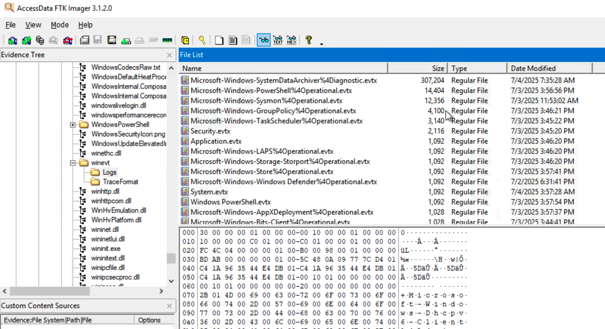 Export evtx files to Event Viewer